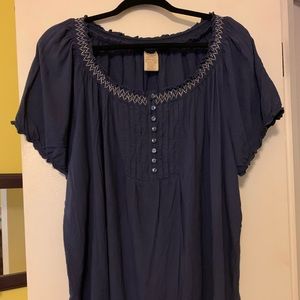 Blue Peasant Top Size XXL 18w-20w